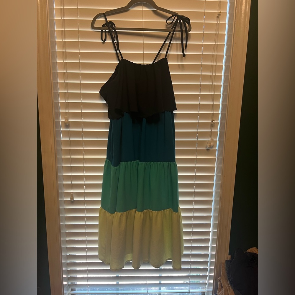 Colorblock Maxi Dress with Straps